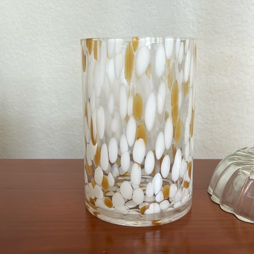 Glass Vase white and gold cylinder